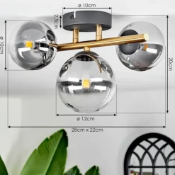 Lampes Dorées-hofstein Plafonnier - Verre Chehalis Or, Noir, 3 lumières