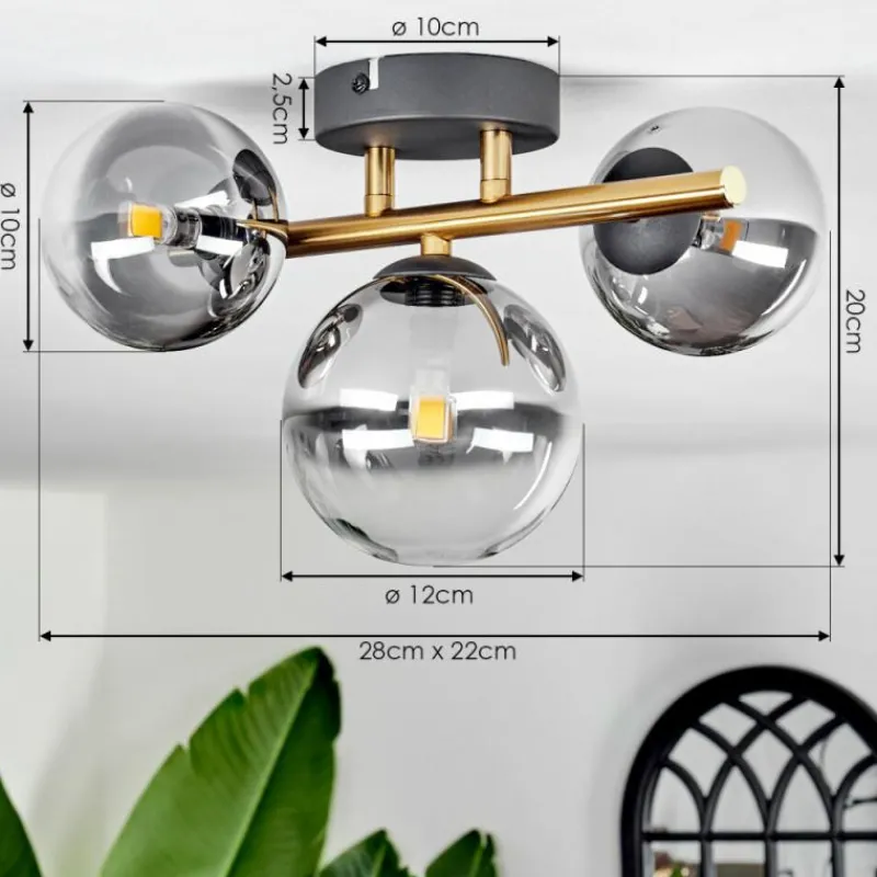 Lampes Dorées-hofstein Plafonnier - Verre Chehalis Or, Noir, 3 lumières