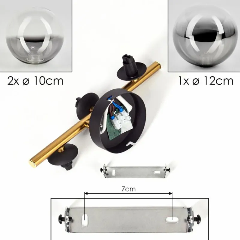 Lampes Dorées-hofstein Plafonnier - Verre Chehalis Or, Noir, 3 lumières