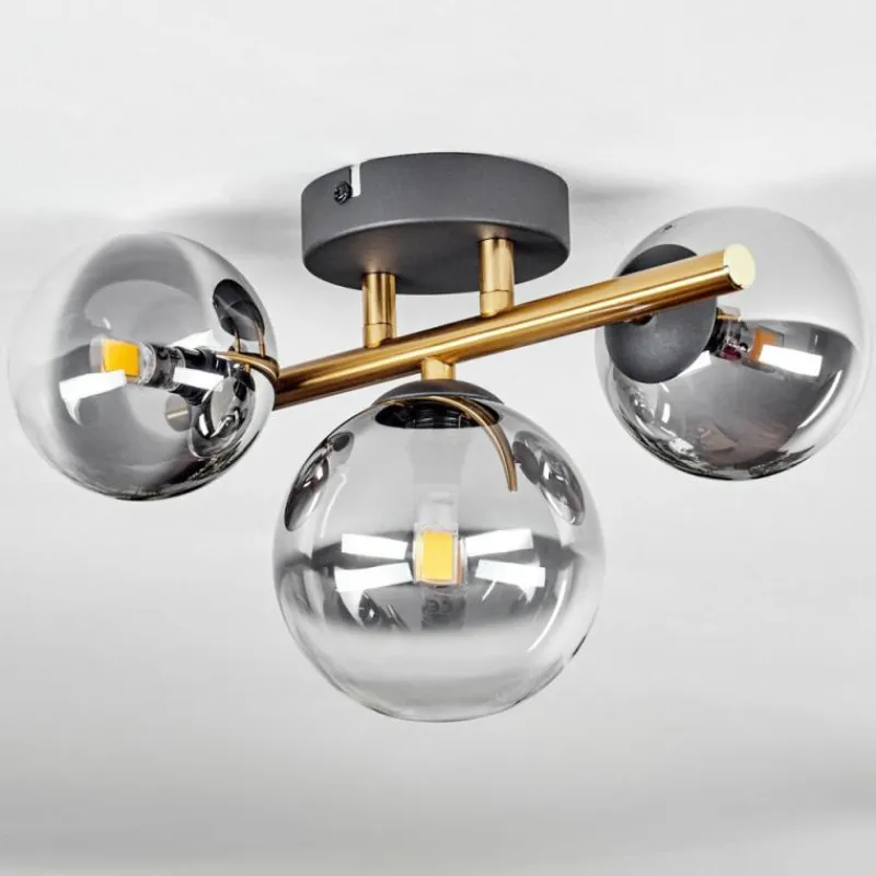 Lampes Dorées-hofstein Plafonnier - Verre Chehalis Or, Noir, 3 lumières