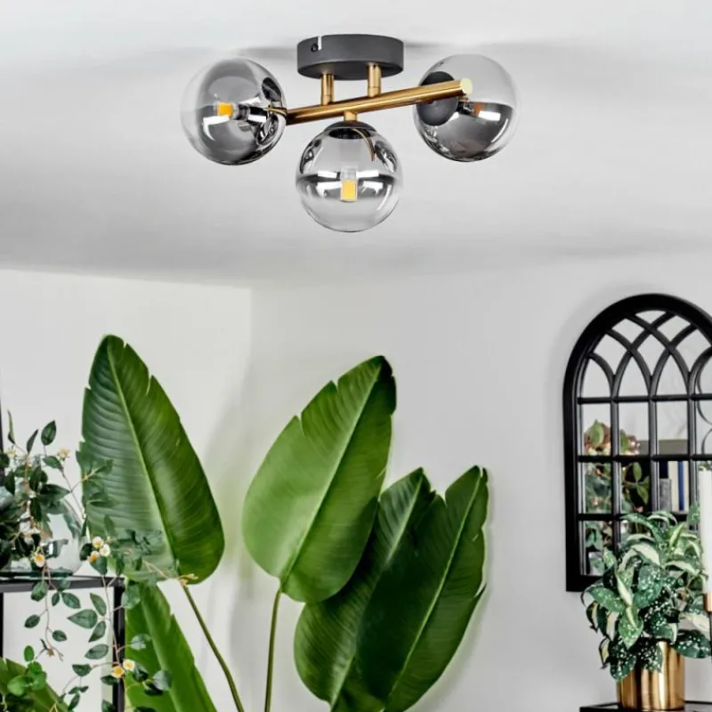 Lampes Dorées-hofstein Plafonnier - Verre Chehalis Or, Noir, 3 lumières