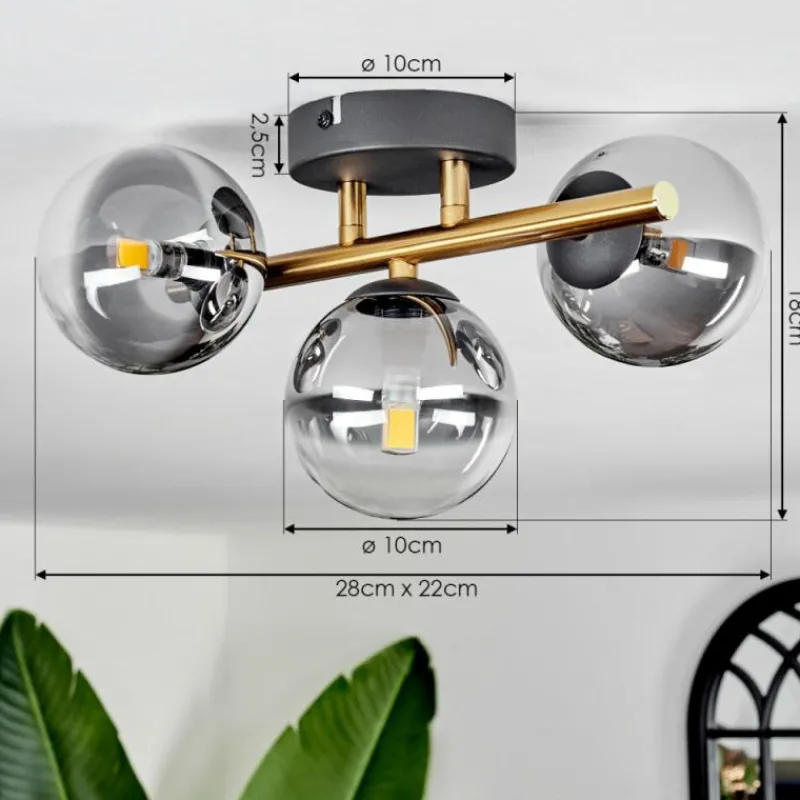 Lampes Dorées-hofstein Plafonnier - Verre Chehalis Or, Noir, 3 lumières