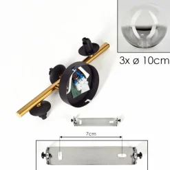 Lampes Dorées-hofstein Plafonnier - Verre Chehalis Or, Noir, 3 lumières