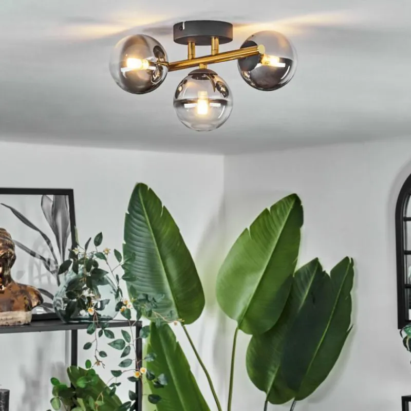 Lampes Dorées-hofstein Plafonnier - Verre Chehalis Or, Noir, 3 lumières