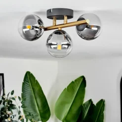 Lampes Dorées-hofstein Plafonnier - Verre Chehalis Or, Noir, 3 lumières