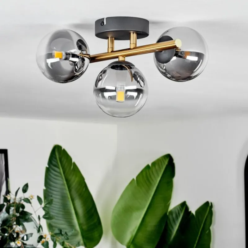 Lampes Dorées-hofstein Plafonnier - Verre Chehalis Or, Noir, 3 lumières