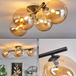 hofstein Plafonnier - Verre Chehalis Ambre, 4 lumières