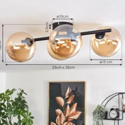 hofstein Plafonnier - Verre Chehalis Ambre, 4 lumières