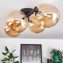 hofstein Plafonnier - Verre Chehalis Ambre, 4 lumières