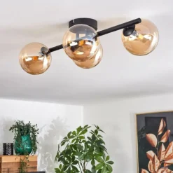 hofstein Plafonnier - Verre Chehalis Ambre, 4 lumières