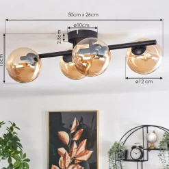 hofstein Plafonnier - Verre Chehalis Ambre, 4 lumières