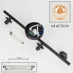 hofstein Plafonnier - Verre Chehalis Ambre, 4 lumières