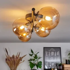 hofstein Plafonnier - Verre Chehalis Ambre, 4 lumières