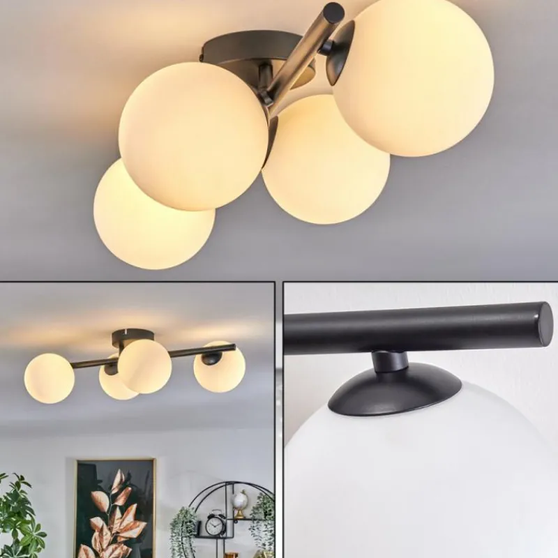 hofstein Plafonnier - Verre Chehalis Blanc, 4 lumières