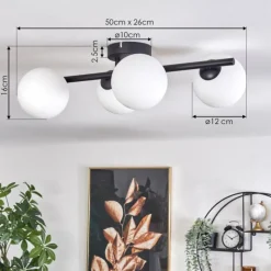 hofstein Plafonnier - Verre Chehalis Blanc, 4 lumières