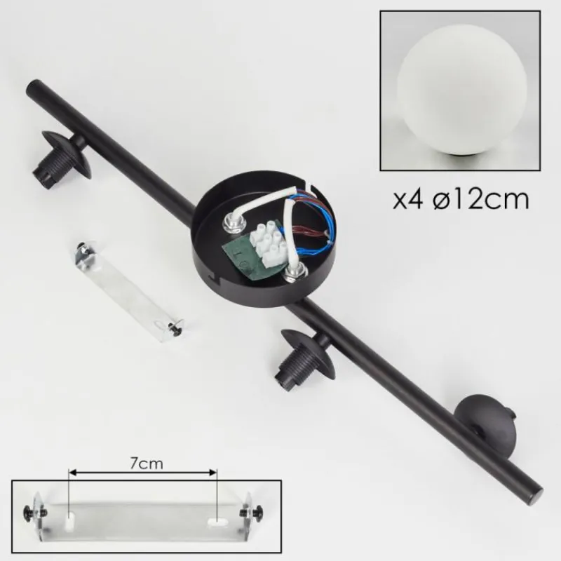 hofstein Plafonnier - Verre Chehalis Blanc, 4 lumières