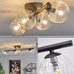 hofstein Plafonnier - Verre Chehalis Clair, 4 lumières