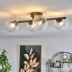 hofstein Plafonnier - Verre Chehalis Clair, 4 lumières