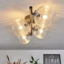 hofstein Plafonnier - Verre Chehalis Clair, 4 lumières