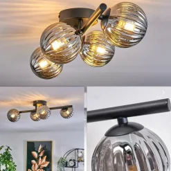 Suspension Verre Fumé-hofstein Plafonnier - Verre Chehalis Fumé, 4 lumières