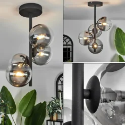 hofstein Plafonnier - Verre Chehalis Clair, Fumé, 4 lumières