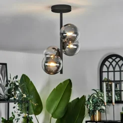 hofstein Plafonnier - Verre Chehalis Clair, Fumé, 4 lumières