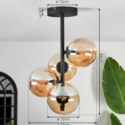 hofstein Plafonnier - Verre Chehalis Ambre, 4 lumières