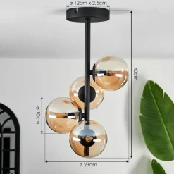 hofstein Plafonnier - Verre Chehalis Fumé, 4 lumières