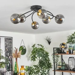 Lampes Dorées-hofstein Plafonnier - Verre Chehalis Or, Noir, 6 lumières