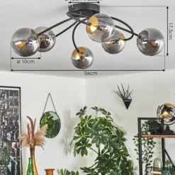 Lampes Dorées-hofstein Plafonnier - Verre Chehalis Or, Noir, 6 lumières