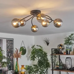 Lampes Dorées-hofstein Plafonnier - Verre Chehalis Or, Noir, 6 lumières