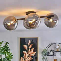 hofstein Plafonnier - Verre Chehalis Fumé, 4 lumières