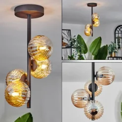 hofstein Plafonnier - Verre Chehalis Ambre, 4 lumières