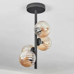 hofstein Plafonnier - Verre Chehalis Ambre, 4 lumières