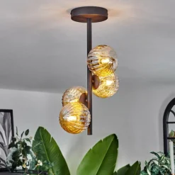 hofstein Plafonnier - Verre Chehalis Ambre, 4 lumières