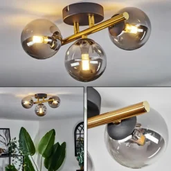 Lampes Dorées-hofstein Plafonnier - Verre Chehalis Or, Noir, 3 lumières