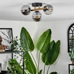 Lampes Dorées-hofstein Plafonnier - Verre Chehalis Or, Noir, 3 lumières