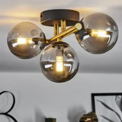 Lampes Dorées-hofstein Plafonnier - Verre Chehalis Or, Noir, 3 lumières