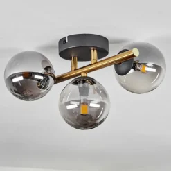 Lampes Dorées-hofstein Plafonnier - Verre Chehalis Or, Noir, 3 lumières