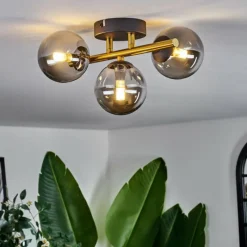 Lampes Dorées-hofstein Plafonnier - Verre Chehalis Or, Noir, 3 lumières