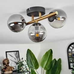 Lampes Dorées-hofstein Plafonnier - Verre Chehalis Or, Noir, 3 lumières