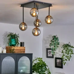 Lampes Dorées-hofstein Plafonnier - Verre Chehalis Or, Noir, 5 lumières