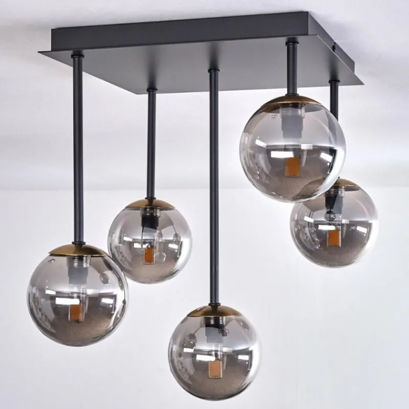 Lampes Dorées-hofstein Plafonnier - Verre Chehalis Or, Noir, 5 lumières