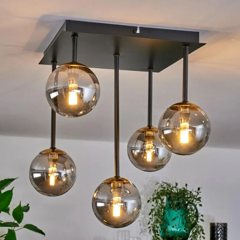 Lampes Dorées-hofstein Plafonnier - Verre Chehalis Or, Noir, 5 lumières