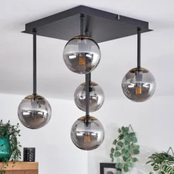 Lampes Dorées-hofstein Plafonnier - Verre Chehalis Or, Noir, 5 lumières