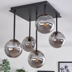 Lampes Dorées-hofstein Plafonnier - Verre Chehalis Or, Noir, 5 lumières