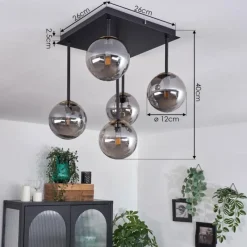 Lampes Dorées-hofstein Plafonnier - Verre Chehalis Or, Noir, 5 lumières