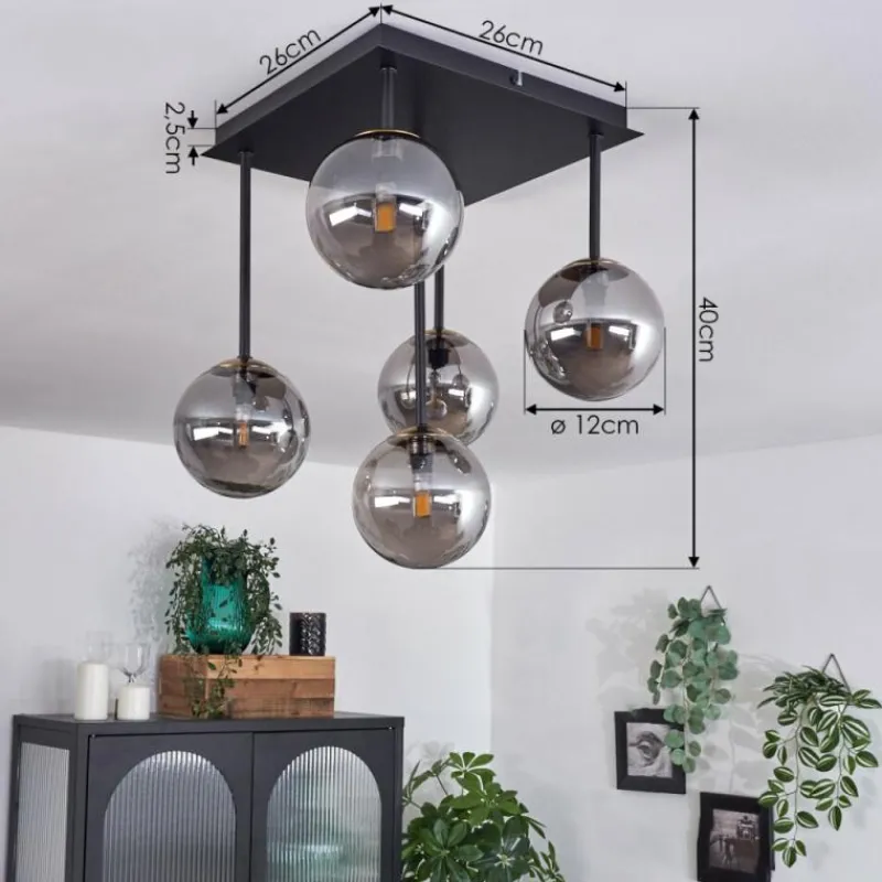 Lampes Dorées-hofstein Plafonnier - Verre Chehalis Or, Noir, 5 lumières