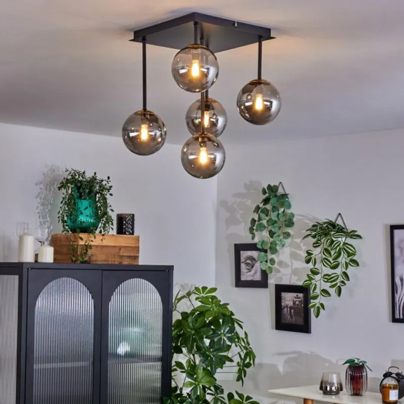 Lampes Dorées-hofstein Plafonnier - Verre Chehalis Or, Noir, 5 lumières