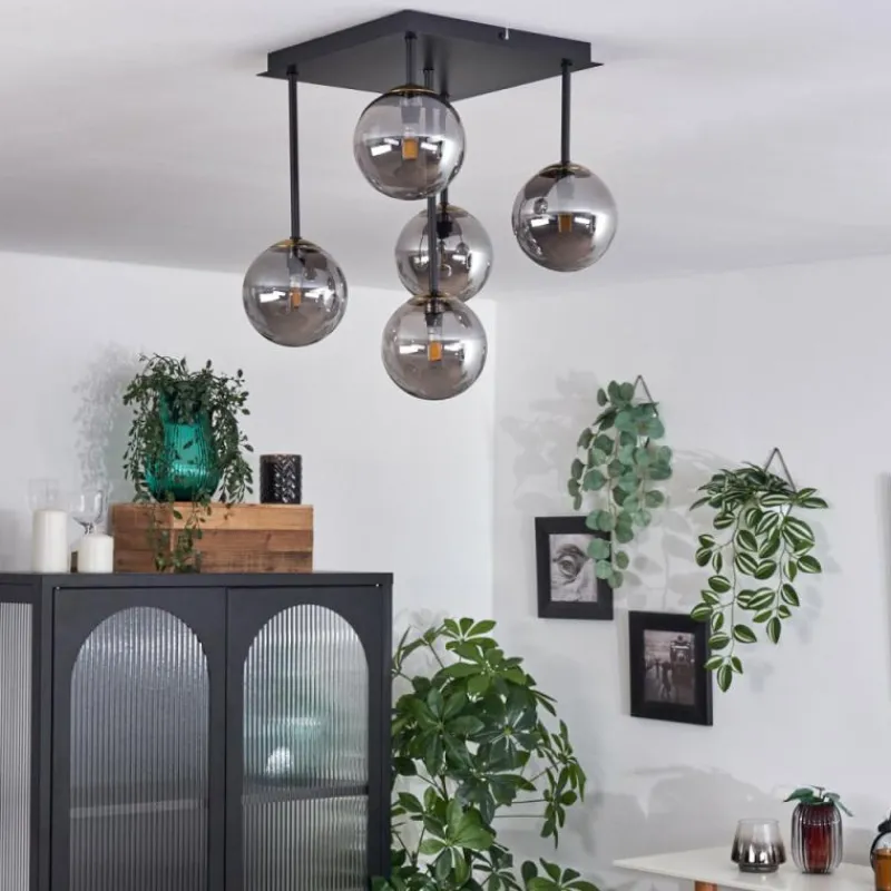 Lampes Dorées-hofstein Plafonnier - Verre Chehalis Or, Noir, 5 lumières